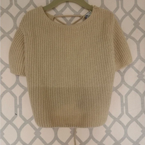 Zara Cream Knit Crop Top - Picture 5 of 9